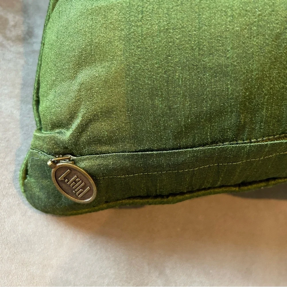 Pier 1 Green Velvet and Satin Like Sequin and Beaded Pillow Set
